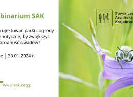 30 stycznia o 11:00 zapraszamy na pierwszy w tym roku Webinar SAK “Jak projektować parki i ogrody biocenotyczne, by zwiększyć różnorodność owadów?” 