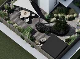 W tej realizacji architektura krajobrazu opiera się na prostocie, autentyczności i harmonii natury.