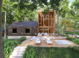 Architekci ze studia Ogrody Magdy stworzyli przestrzeń, w której swobodna roślinność, miękkie linie terenu i drewno o ciepłej barwie budują atmosferę sprzyjającą odpoczynkowi