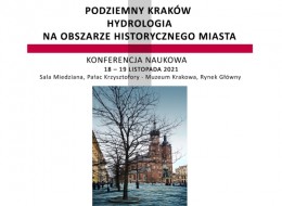 Jak rozwijać miasto i nie utracić dziedzictwa? 18 – 19 listopada 2021 
w Sali Miedzianej Muzeum Krakowa, przy Rynku Głównym w Krakowie odbędzie się konferencja naukowa „Podziemny Kraków – hydrologia na obszarze historycznego miasta”. Organizatorem wydarzenia jest Narodowy Instytut Dziedzictwa oraz Katedra Historii Architektury i Konserwacji Zabytków Wydziału Architektury Politechniki Krakowskiej.
