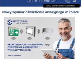 Zapraszamy na webinarium architektoniczne firmy RP-Technik, które poświęcone będzie, niespotykanym dotychczas na rynku polskim, rozwiązaniom z sektora awaryjnego oświetlenia ewakuacyjnego pokazanym na przykładzie Bezprzewodowego Samoorganizującego Systemu Centralnego Monitoringu Ewakuacyjnego Oświetlenia Awaryjnego Wireless Professional.