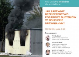 Zapraszamy na webinarium firmy Saint-Gobain, które dotyczyć będzie sposobów zabezpieczenia konstrukcji drewnianych, projektowania przegrody i doboru przeszkleń. Szkolenie odbędzie się 13 kwietnia 2021 o godz. 11:00. Aby wziąć w nim udział wystarczy tylko zarejestrować się.