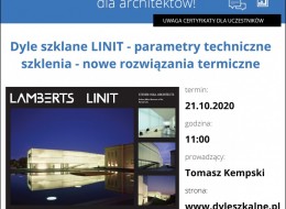 Dyle szklane LINIT to temat webinarium architektonicznego firmy Stefania, które odbędzie się 21 października 2020 