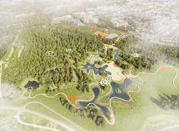 „Mokradła miejskie” to projekt urbanistyczno-krajobrazowy opracowany dla terenu zielonego w Stalowej Woli. Innowacyjna koncepcja wykorzystuje nowatorski system magazynowania wody.