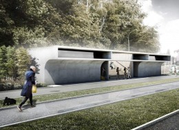 Toaleta z pięknym widokiem odznaczałaby sie prostym i surowym, betonowym wykończeniem. Monolityczna bryła stanowiłaby wpisujący sie w krajobraz element kontrastujący.