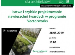 Zapraszamy na bezpłatne szkolenie dla architektów, studentów, wykonawców i wszystkich zainteresowanych tematyką, które odbędzie się 28 maja 2019 roku. Tematem webinarium, które poprowadzi firma Semmelrock będzie łatwe i szybkie projektowanie nawierzchni twardych w programie Vectorworks.