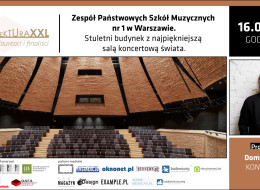 Przy ul. Rakowieckiej w Warszawie działa jedna z najlepszych szkół muzycznych w Polsce. Neogotycki budynek stał się punktem wyjścia dla jej twórców pracowni Konior Studio. Tak powstał projekt na światowym poziomie, którego sercem jest profesjonalna sala koncertowa. Zapraszamy na prezentację obiektu w ramach cyklu Finaliści i laureaci Plebiscytu Polska Architektura XXL, którą poprowadzi Dominik Koroś z Konior Studio. Widzimy się 16 lutego 2023 o godz. 10:00. Zapisz się już teraz. 