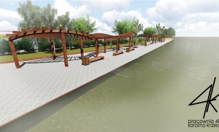 Projekt koncepcyjny terenu przy plaży miejskiej w Ostrołęce.