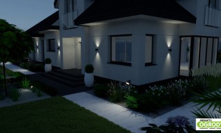 Projekt ogrodu VIESTE by night - biel na tle błękitnego nieba