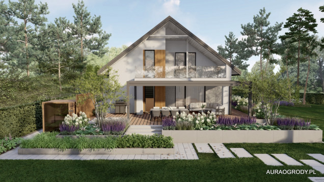 ogród leśny ze strefą rekreacyjną projekt