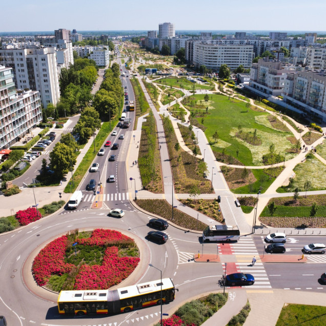 park linearny nad tunelem Południowej Obwodnicy Warszawy