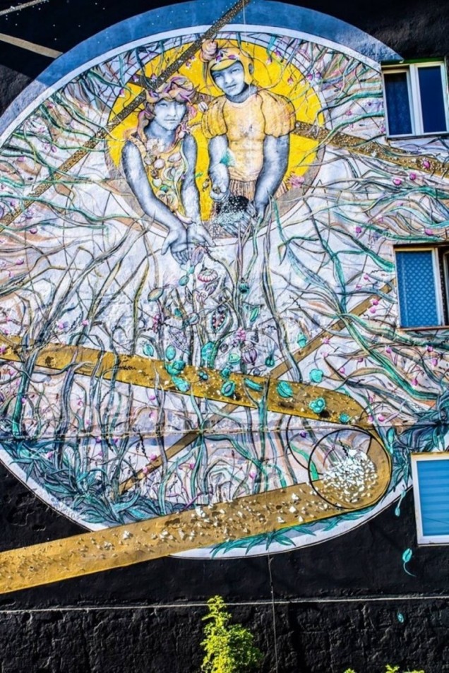Mural Flora i Florian w Katowicach 