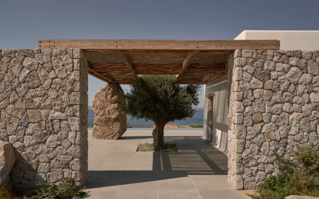Ogród przy domu na greckiej wyspie Mykonos 