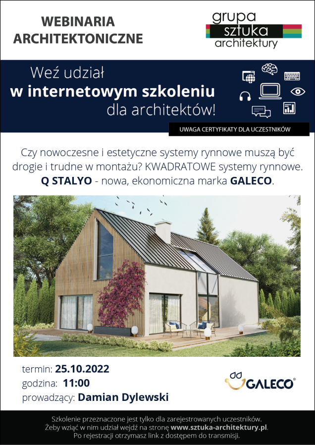 KWADRATOWE systemy rynnowe. Q STALYO - nowa, ekonomiczna marka Galeco. Webinarium