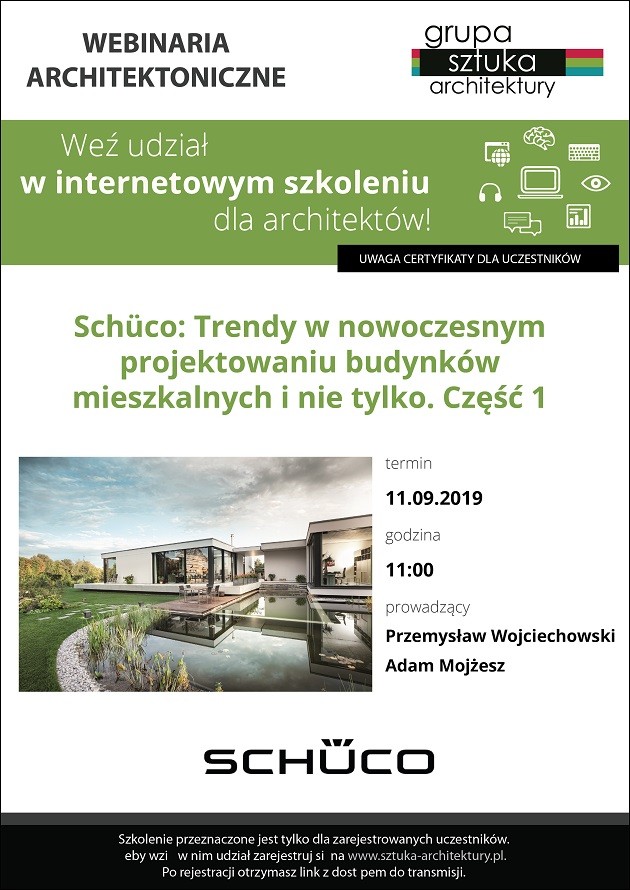 webinarium dla architektów, webinarium architektoniczne, webarch, Schüco, Schuco, Schueco, nowoczesne projektowanie, budynki mieszkalne