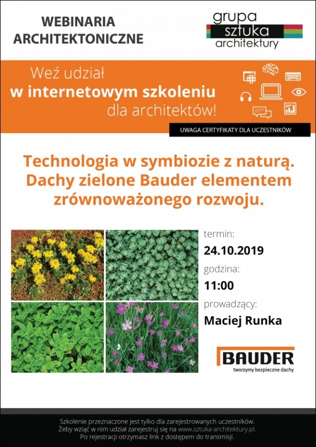 Webinarium Bauder: Dachy zielone Bauder elementem zrównoważonego rozwoju
