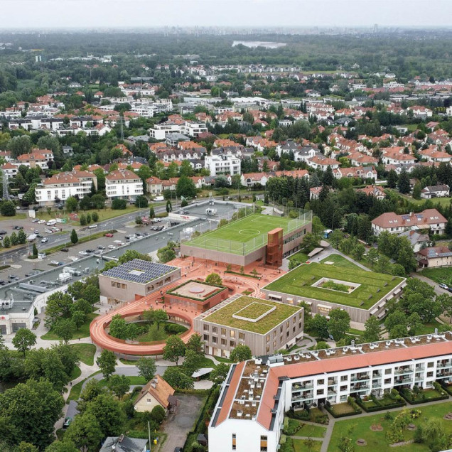 projekt szkoły pełnej zieleni warszawa wilanów