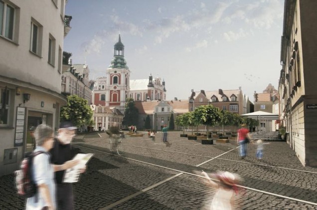 Zieleń na Placu Kolegiackim w  Poznaniu