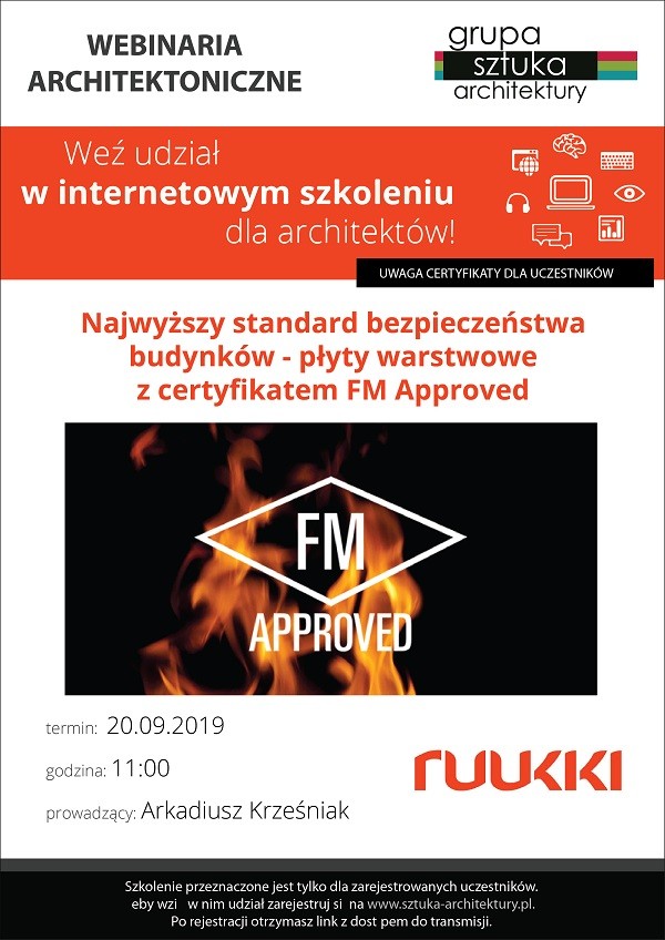 webinarium dla architektów, webinarium architektoniczne, webarch, ruukki, nowoczesne projektowanie, budynki mieszkalne, bezpieczeństwo budynków, FM Approved