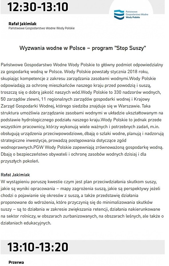 Program konferencji Retencja wody w architekturze