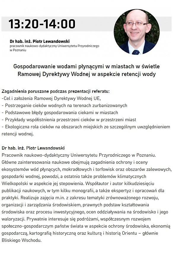 Program konferencji Retencja wody w architekturze