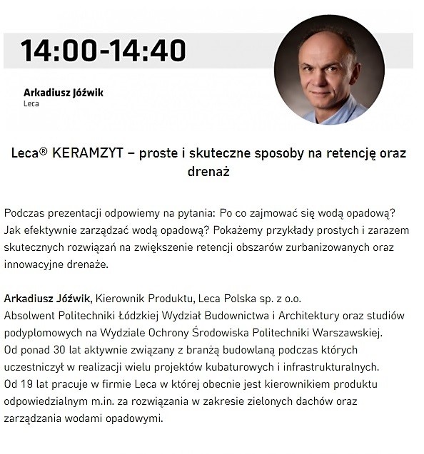 Program konferencji Retencja wody w architekturze