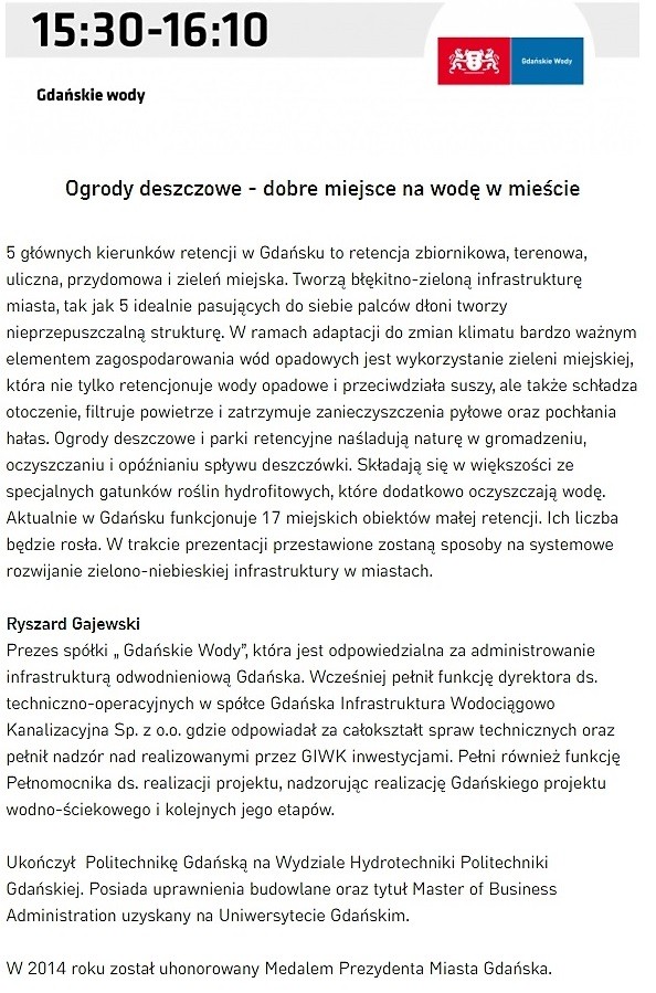 Program konferencji Retencja wody w architekturze