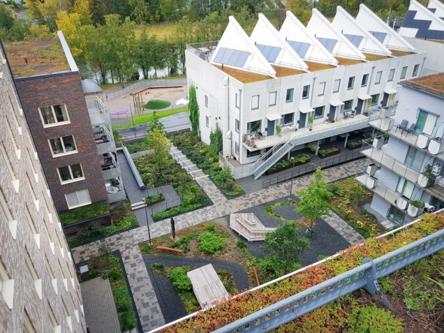 Ekologiczny dziedziniec osiedla mieszkaniowego