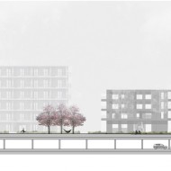 Dziedziniec ekologicznego osiedla mieszkaniowego zagospodarowanie 