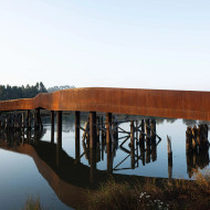 kładka pieszo rowerowa, stal kortenowska, projekt, portugalia