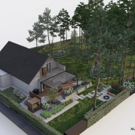 ogród leśny ze strefą rekreacyjną projekt