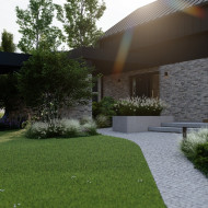 Nowoczesny ogród przy domu jednorodzinnym