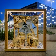 drewniane kubiki, przestrzeń miejska, przestrzeń publiczna, instalacja z drewna, Libero w Katowicach, RS+ Robert Skitek, Izabela Bołoz, Maria Prokop, zagospodarowanie przestrzenie, instalacja artystyc