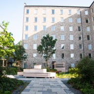Dziedziniec ekologicznego osiedla mieszkaniowego zagospodarowanie 