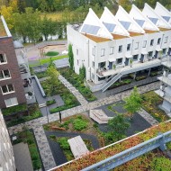 Dziedziniec ekologicznego osiedla mieszkaniowego zagospodarowanie 