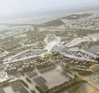 1 Dubai Expo_ Aerial Day.jpg - Credit HOK Aerial view of the HOK-led Dubai World Expo 2020 master plan